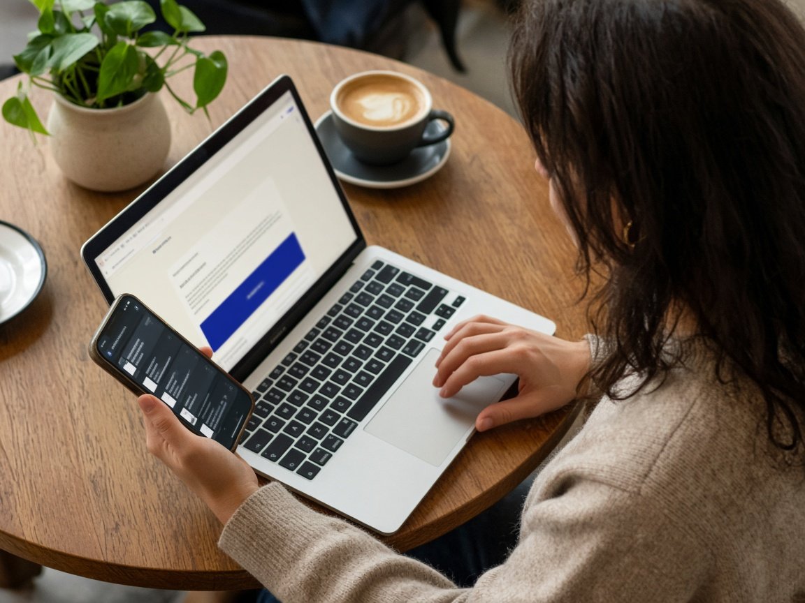 User accessing a responsive web application on laptop and mobile devices